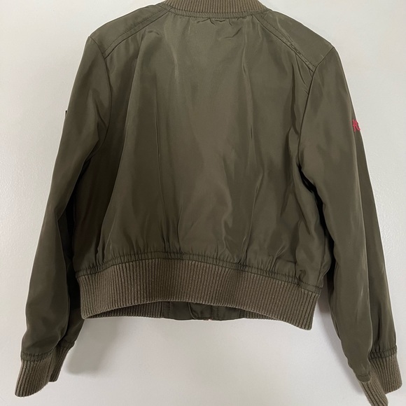 Tommy Hilfiger Bomber Jacket / Girl XS (4-5) / Olive Green / Palm🌴, Flamingo🦩 - Picture 4 of 13